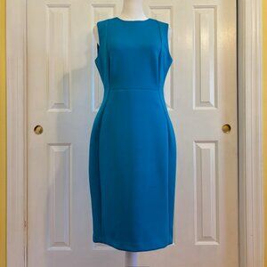 Calvin Klein Turquoise Blue Sleeveless Scuba Sheath Dress Size 8